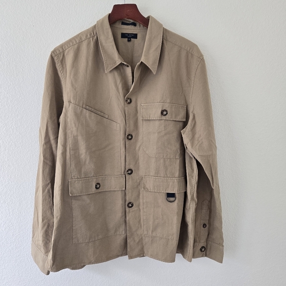 TED BAKER Bikee Multi Pockets Shacket Utility Cargo Military Safari Beige Size 5 - Picture 4 of 16